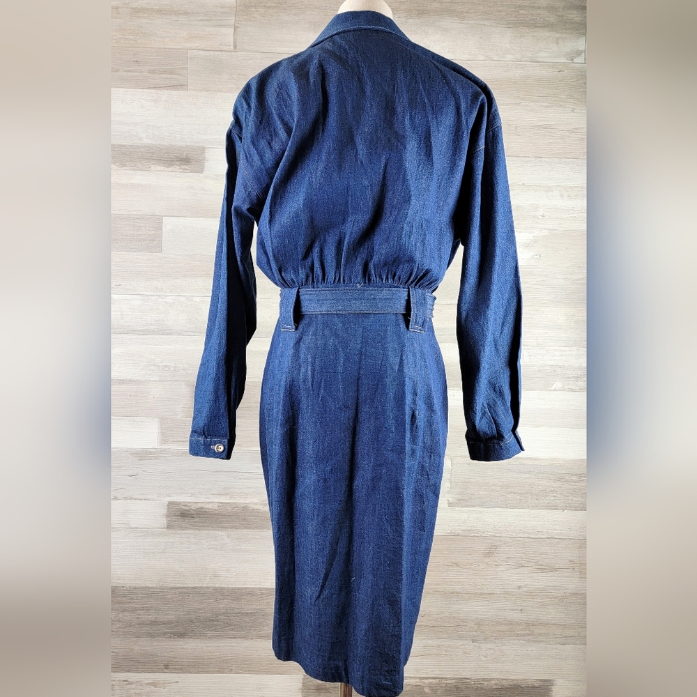 Vintage Carol Anderson Denim, Plaid Button Front Belted Dress Women's 5/6 USA - Picture 14 of 15